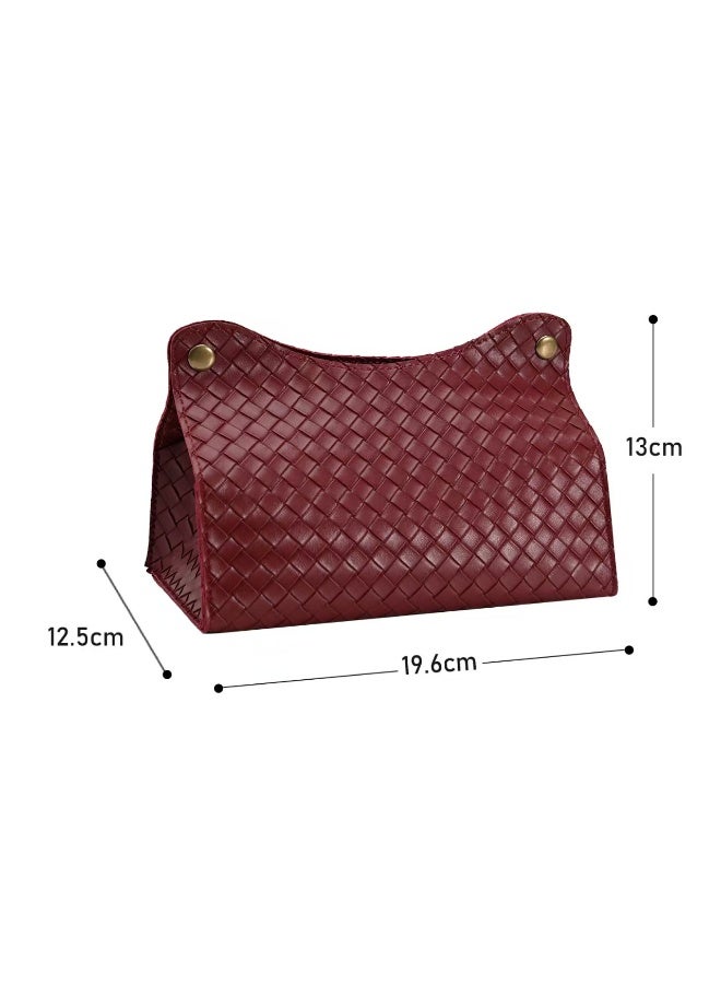 Ins Nordic leather tissue box living room storage pu paper towel bag car paper towel set red - Image 1